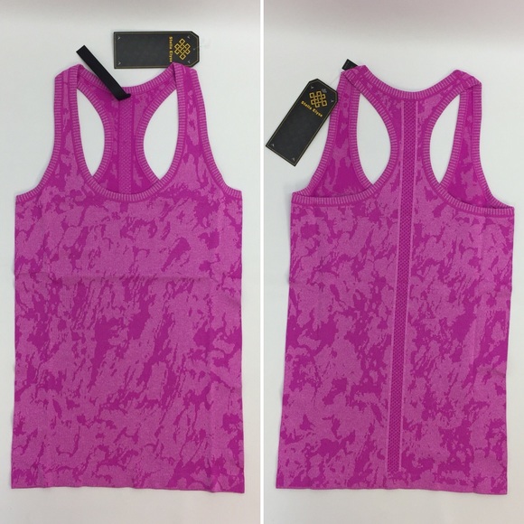 Tops - Pink Seamless Fitness Yoga Jacquard Tank Top
